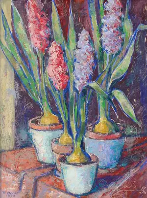 Wim Borst - Stillleben Blumen in Töpfen auf einem Tisch kopen? Bied vanaf 350!