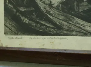 Toon Pluymers - Ingelijste ets , Gezicht op Antwerpen – Lijst, 56 x 71 cm. kopen? Bied vanaf 1!