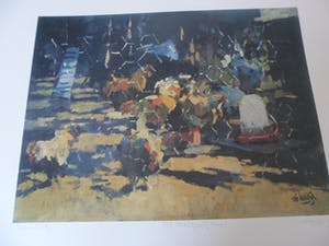 Rob Houdijk - Offset-litho, Titel, "Kippenhok". kopen? Bied vanaf 25!