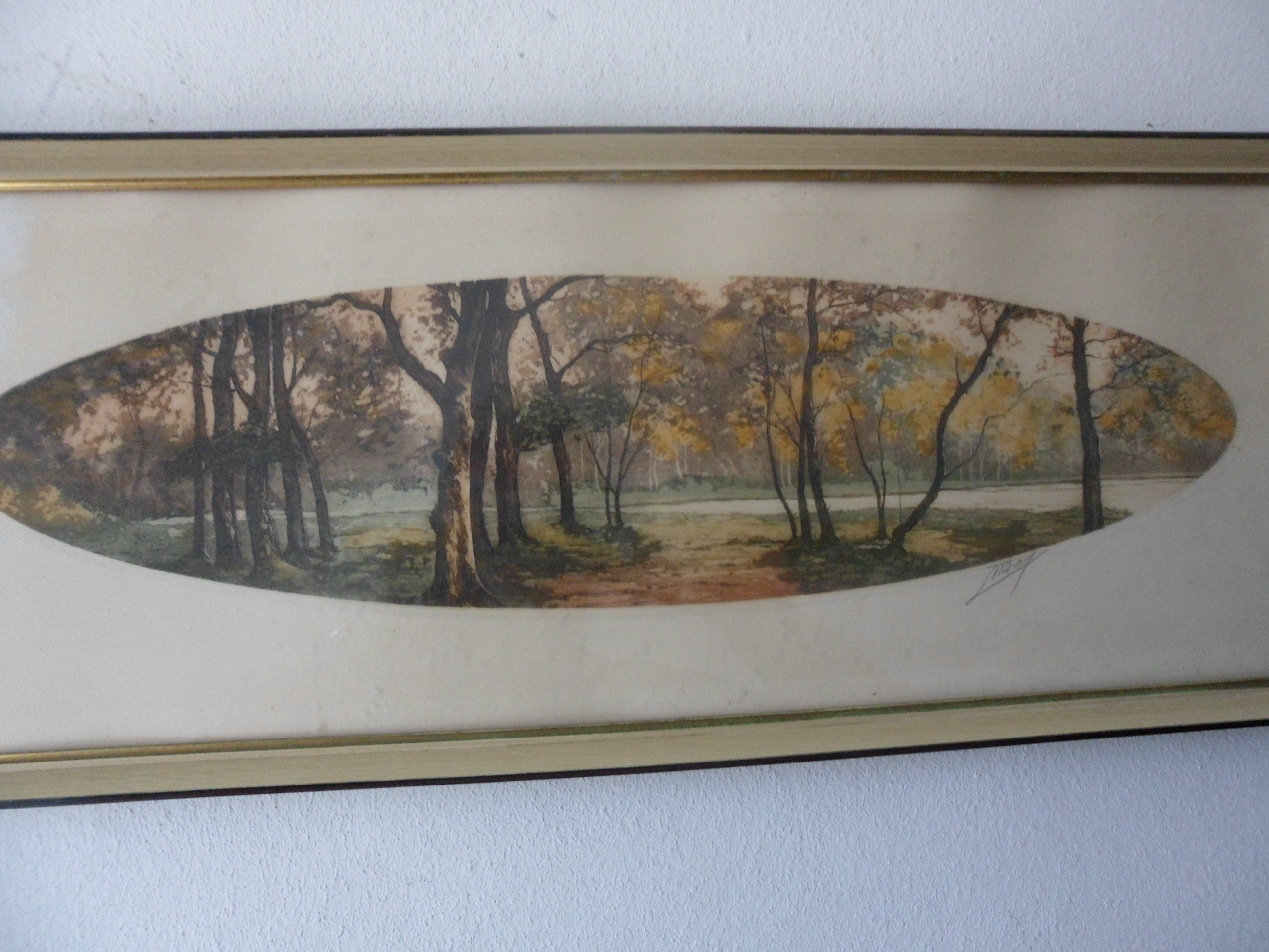 Niet of onleesbaar gesigneerd - Kleuren ets, Landschap kopen? Bied vanaf 1!