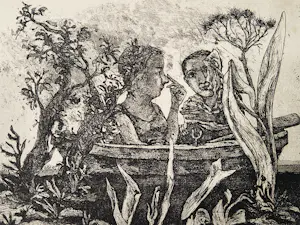 Fer Hakkaart - in zeer kleine oplage (2/15) gemaakte Ets "huwelijksbootje" potldgesigneerd 1968 kopen? Bied vanaf 36!