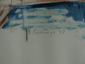 Nicola Rozemeijer - Acrylverf op papier , Vissen op ijs – GROOT - ingelijst - 1997 kopen? Bied vanaf 1!