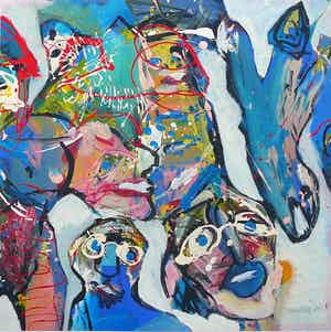 Niet of onleesbaar gesigneerd - Geen titel -acryl 1985- verkocht voor € 10!