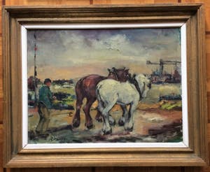 Rene Morren - Trekpaarden aan de haven. kopen? Bied vanaf 120!