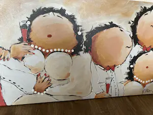 Theo Broeren - Glicée met acryl op doek ‘Chique in het smal’ (GROOT) kopen? Bied vanaf 100!