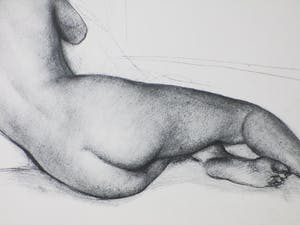 Niet of onleesbaar gesigneerd - Liggend Naakt - Monogram M.E. - Litho kopen? Bied vanaf 1!