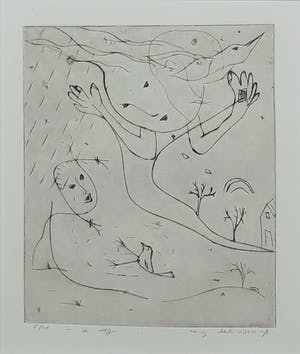 Henk Visch - Ets, De weg... nr. 9 - Ingelijst kopen? Bied vanaf 50!