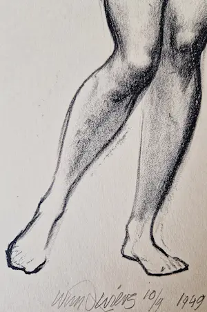 Wim Zwiers - Monochrome lithografie staand vrouwelijk naakt - zeer kleine oplage - 1949 kopen? Bied vanaf 39!