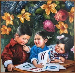 Jan Bollaert - Olieverf op doek, Look how silly W - Ingelijst verkocht voor € 350!