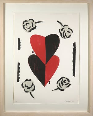 Fons Haagmans - Litho met applicaties, Zonder titel (harten) - Ingelijst (Groot) kopen? Bied vanaf 40!