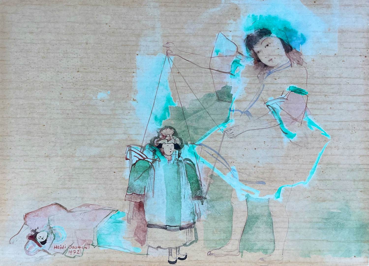 Heidi Daamen - Gemengde techniek - Kleurrijk, uniek werkje uit 1972 - Gesigneerd kopen? Bied vanaf 75!