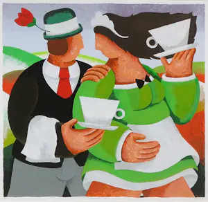 Yvonne Zomerdijk - Zeefdruk, Darjeeling lady - Ingelijst kopen? Bied vanaf 50!