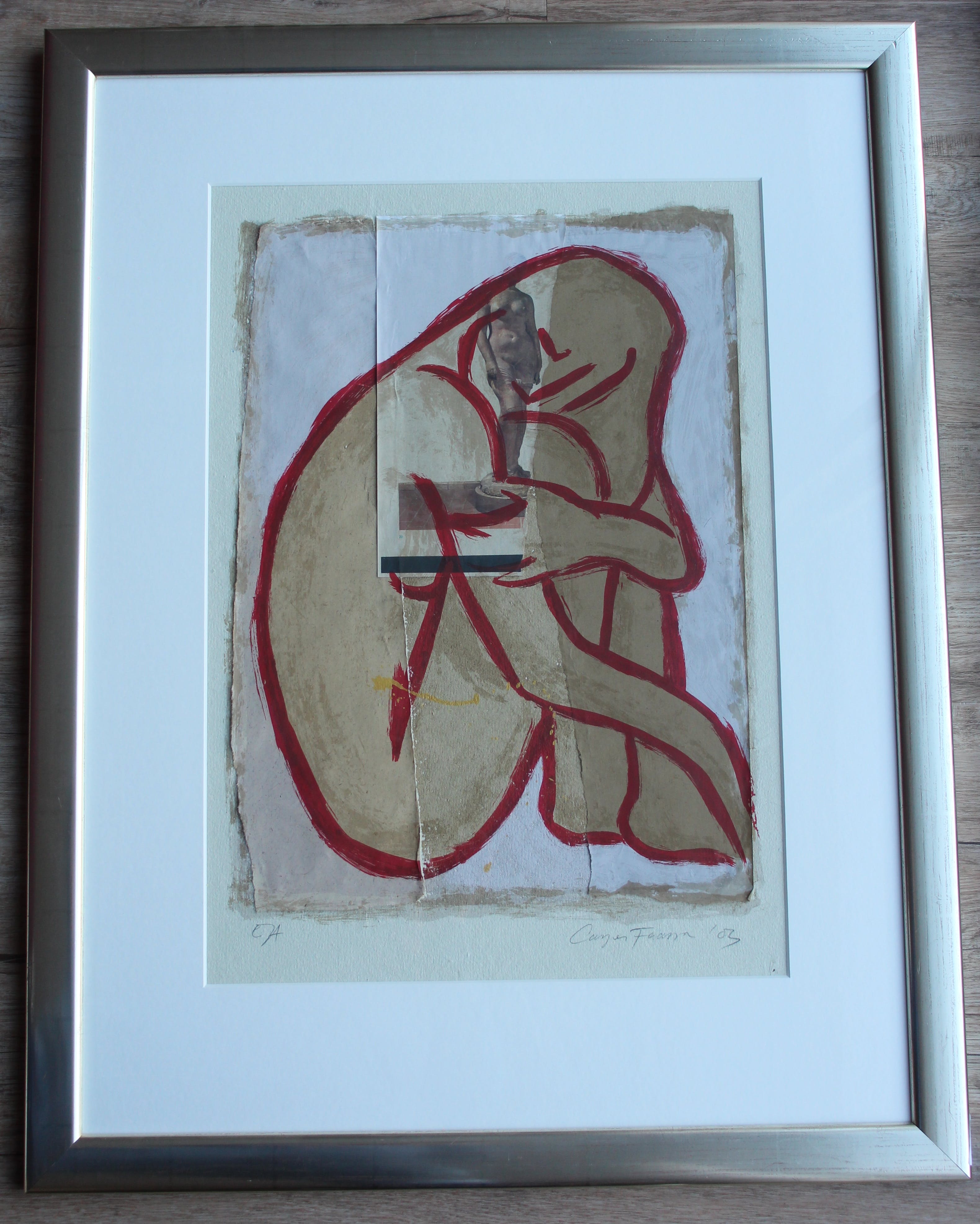 Casper Faassen - ingelijste, handbewerkte, zeefdruk/collage: vrouwelijk naakt - 1999 kopen? Bied vanaf 325!