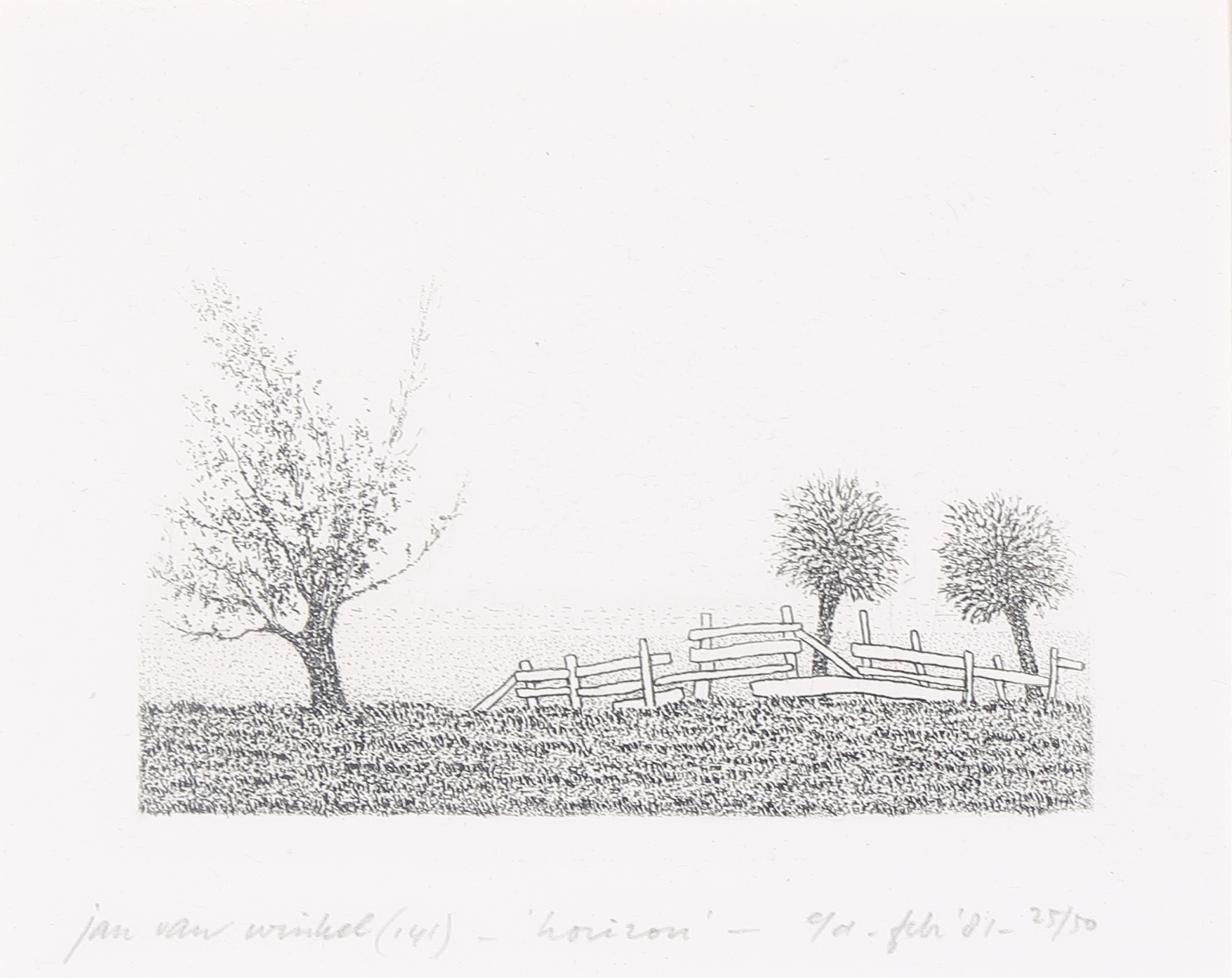 Jan van Winkel - Ets, Horizon verkocht voor € 20!