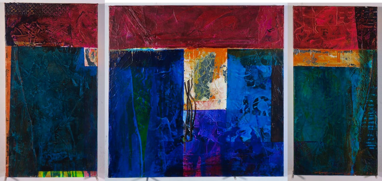 Buy Jos Verwiel - Acryl op doek, Tripticho II, A, B, C? Bid from 150!