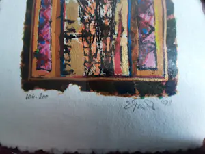 Eric Toebosch - 3 luik Zeefdrukken, titel,Nur die Liebe rettet uns,Alleen liefde kan ons redden kopen? Bied vanaf 40!