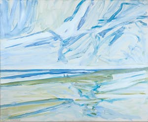 Paul Overhaus - Acryl op doek, Winter boven strand - Ingelijst (Groot) kopen? Bied vanaf 80!