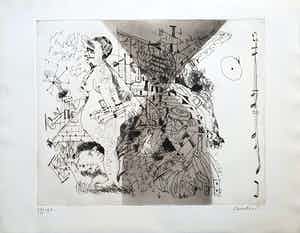 Lucebert - Ets: 'Lof van de Vetzucht' - Prent 190 verkocht voor € 1!