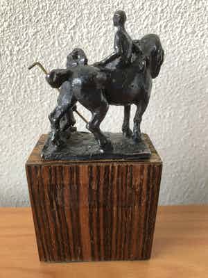 Albert Termote - Prachtig gesigneerd beeldje " Paard met 2 mensen " verkocht voor € 85!