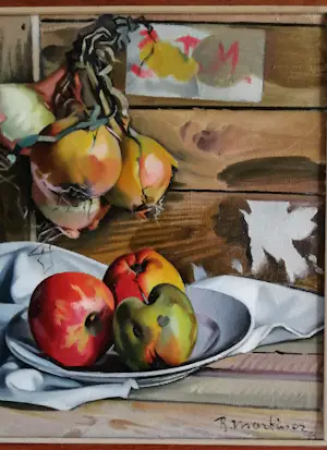 Raoul Martinez - Stilleven met witte kan, appels en uien kopen? Bied vanaf 500!