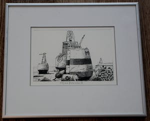 Herman Berserik - Ingelijste ets: boeien - 1989 kopen? Bied vanaf 125!