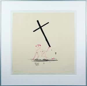 Henk Visch - Zeefdruk, De Rode Wolk - Ingelijst verkocht voor € 50!