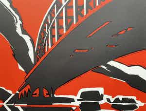 Thijs Buit - kleurenzeefdruk - 'Oude Ijsselbrug' - 1992 (EIGEN DRUK) verkocht voor € 80!