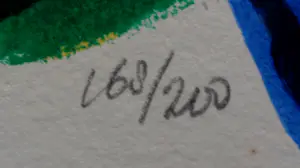 Corneille - Ingelijste zeefdruk: l'Oiseau rouge et soleil- 1990(groot werk!) kopen? Bied vanaf 295!