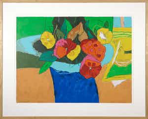 Henk van Vessem - Zeefdruk, Flowers II - Ingelijst verkocht voor € 60!