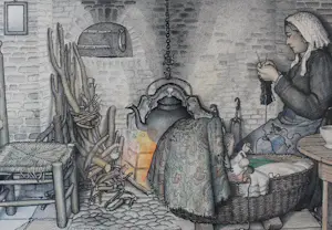 Jan Strube - "Boereninterieur omstreeks 1900, NB Nederland" kopen? Bied vanaf 75!