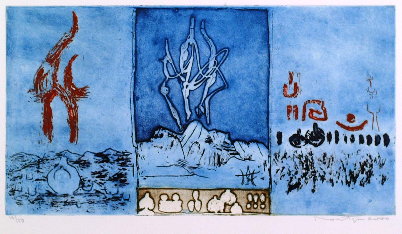 Jan Montyn - kleurenets, 'Les berges du mekong IV', 2000 (INGELIJST) kopen? Bied vanaf 179!