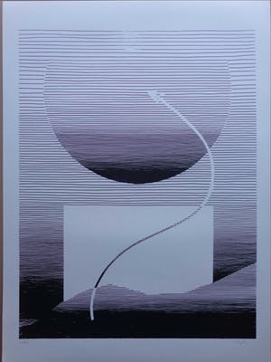 Michel Seuphor - LOT VAN 2 STUKS / GEOMETRIE / ZW-W LITHO / 75x55cm / SIG kopen? Bied vanaf 45!