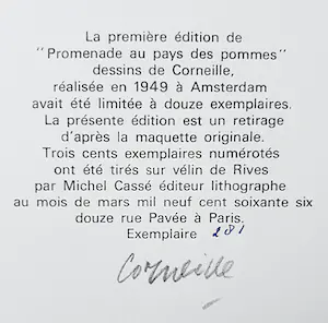 Corneille - Promenade au pays de pommes (herdruk 1966), gesigneerde publicatie kopen? Bied vanaf 75!