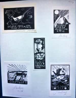 Han Krug - Houtsnedes gesigneerde Nieuwjaarskaarten verkocht voor € 40!