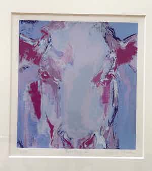 Laura Hoek - Prachtige zeefdruk van een koe - Bertha V - nr. 39/50 verkocht voor € 25!