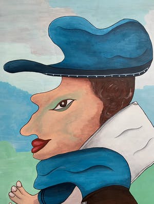 Cor Jaring - gouache op papier | 'De postbode' | 1982 kopen? Bied vanaf 80!