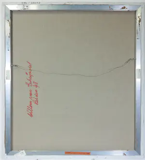 Willem van Scheijndel - Acryl op doek, Staande vrouw op gele achtergrond kopen? Bied vanaf 550!