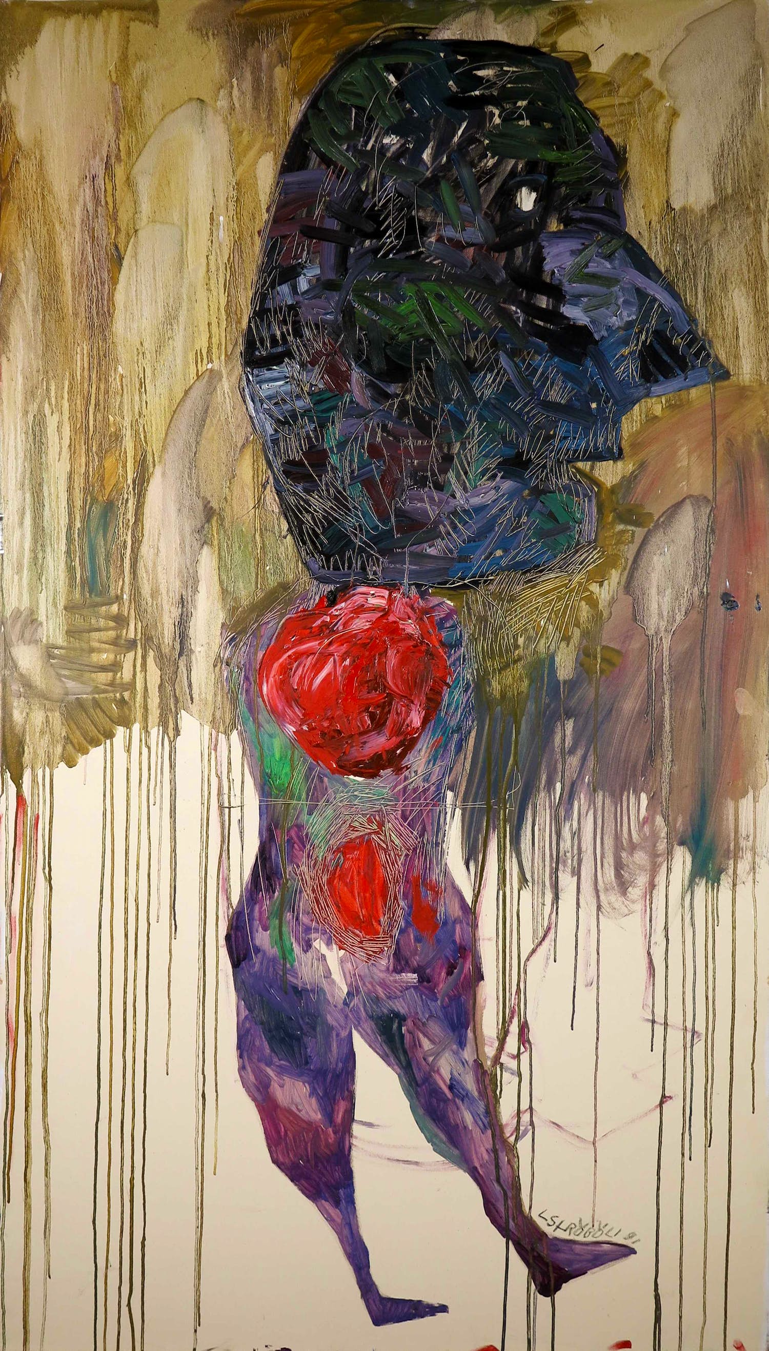 Lily Stroubouli - Olieverf op doek, Big head (Groot) verkocht voor € 100!
