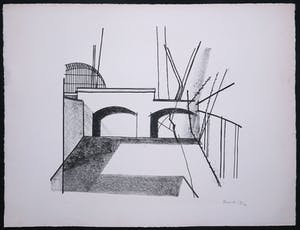 Niet of onleesbaar gesigneerd - Lot van twee lino's, Geabstraheerde composities kopen? Bied vanaf 1!