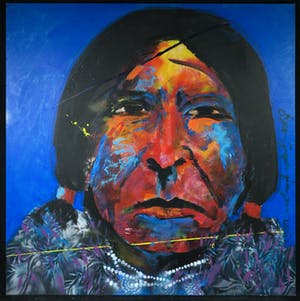 Espen Hagen - Olieverf en spuitbus op doek, Indiaan (Zeer groot) kopen? Bied vanaf 400!