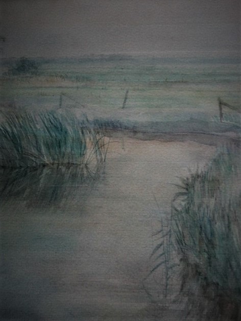 Piet Klaasse - impressionistisch Pastel - "de Waaipolder met Eemnes op de achtergrond" gesignrd kopen? Bied vanaf 1!