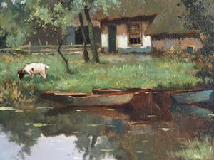 Johan Hendrik Kaemmerer - Olieverf op doek , Boerderij met geit – ingelijst , 70 x 100 cm kopen? Bied vanaf 200!
