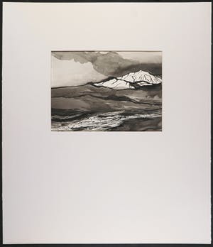 Jan Dijker - Inkttekening, Berglandschap kopen? Bied vanaf 60!