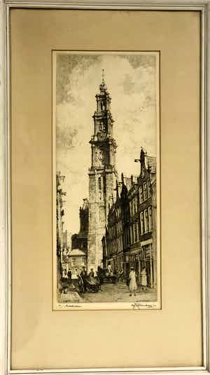 Hendrikus Roodenburg - Westerkerk Amsterdam vanaf Bloemstraat verkocht voor € 50!