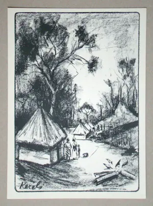 Henri Kerels - Dorp Katanga - 1932 - Originele lithografie - Gesigneerd kopen? Bied vanaf 100!