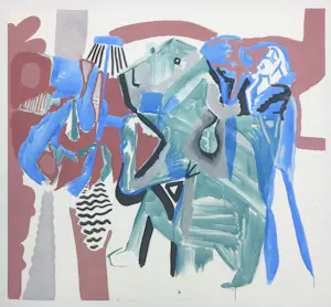 Floor van Keulen - Gouache op papier bevestigd op doek, Zonder titel - Ingelijst (Zeer groot) kopen? Bied vanaf 250!