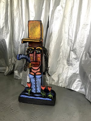 Hans Verschoor - Vrouw met de Pijp - Houten Beeld kopen? Bied vanaf 150!