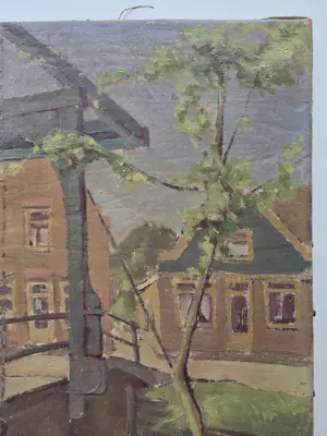 Buy Piet Roovers - Stadsgezicht met ophaalbrug en boom.? Bid from 119!
