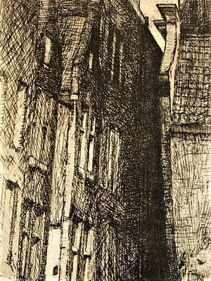 Albert Neuhuys - Langwerpige Ets uit 1935 "Prostituees aan de Schiedamschedijk Rotterdam" gesign. kopen? Bied vanaf 1!