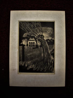 Niet of onleesbaar gesigneerd - gesigneerde omstreeks 1930 Ets "Nachtlandschap met landhuis" kopen? Bied vanaf 10!
